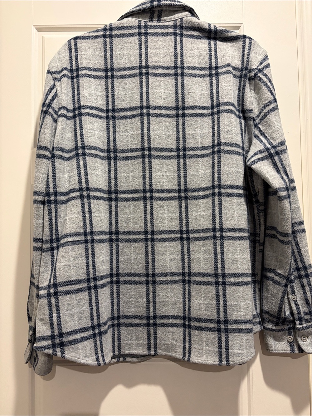 Express Gray & Navy Plaid Lightweight Shirt Jacket - Picture 4 of 4